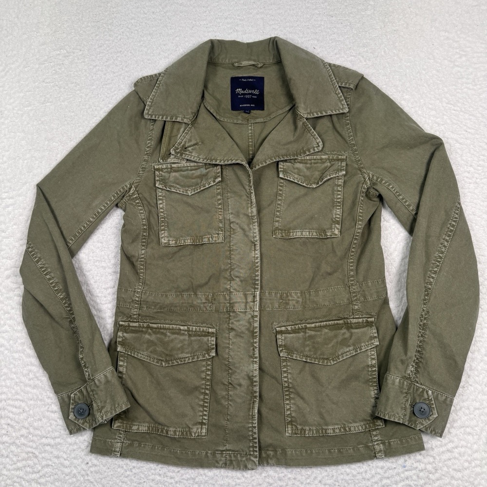 Madewell Outbound Utility Jacket Womens XS Olive Green Button Up Cotton Blend L
